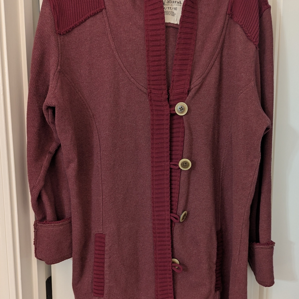 Natural Reflections Maroon Button-Up Cardigan - image 1